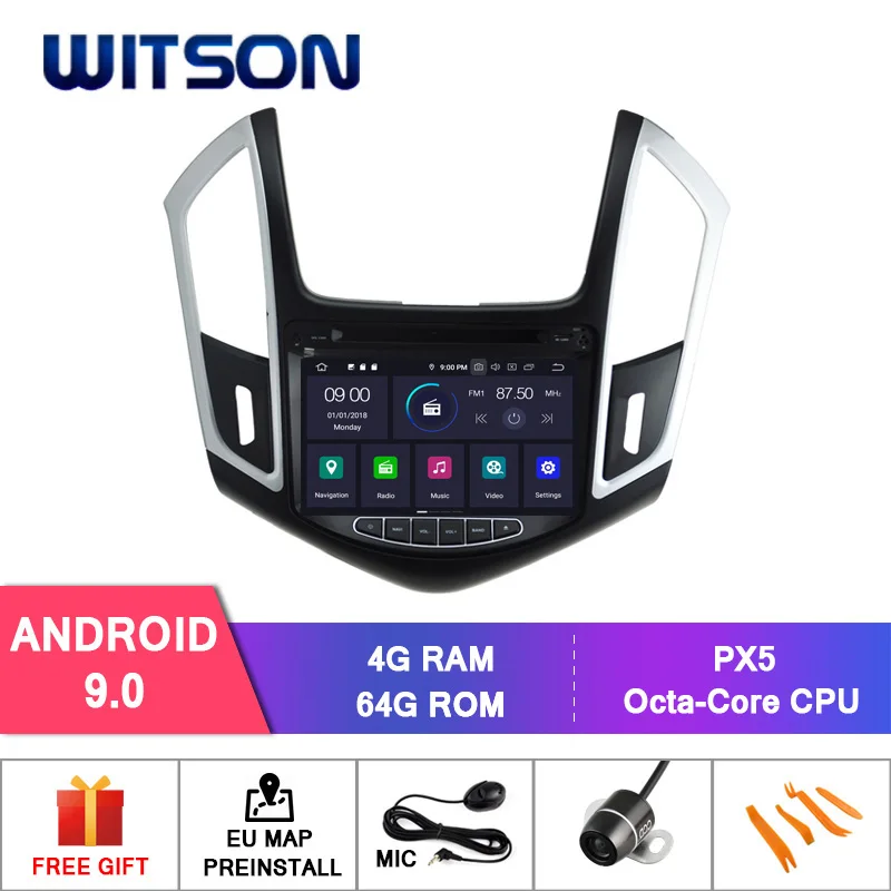 

WITSON Android 9.0 IPS HD Screen for Chevrolet Cruze 2014 CAR DVD GPS RADIO 4GB RAM+64GB FLASH 8 Octa Core+DVR/WIFI+DSP+DAB+OBD