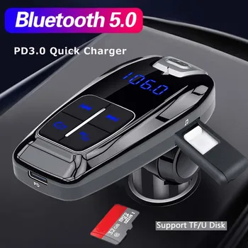 

Dual USB Type-C Car Charger Wireless Bluetooth 5.0 FM Transmitter TF Card U Disk Music MP3 Player PD3.0 Fast Car Charger