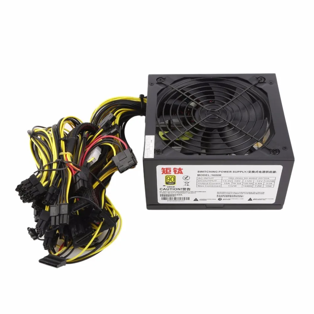 1600 Вт блок питания для 6GPU Eth Rig эфириум монета Майнер выделенный 90 Золото высокая эффективность Стабильная производительность