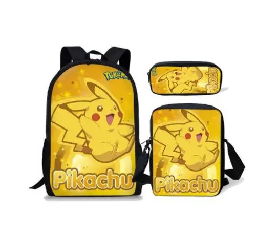Бренд 3 шт./компл. Pokemon Haunter Иви футболки с изображением героев из мультфильма «Покемоны» рюкзак для мальчиков и девочек с рисунком Пикачу для школьников Дети школьный рюкзак - Цвет: picture color