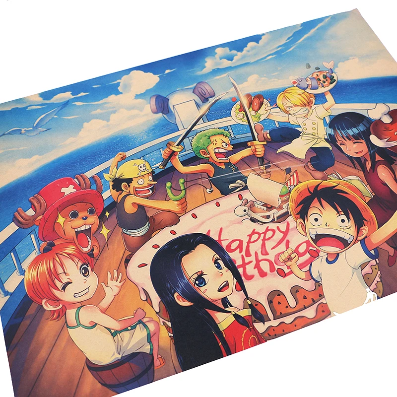 ONE PIECE Poster Vintage Comic Cute Home Decoration Painting Kraft Paper 51x36cm Art Wall Sticker