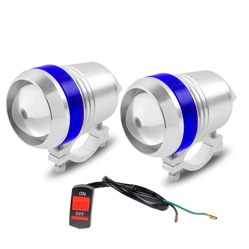 With Switch line 2 шт. U3 светодиодный налобный фонарь для мотоцикла U2 синий ангельские глазки halo серебряный корпус Hi/lo луч Точечный светильник для универсальных велосипедов мотоциклов - Цвет: With Switch line