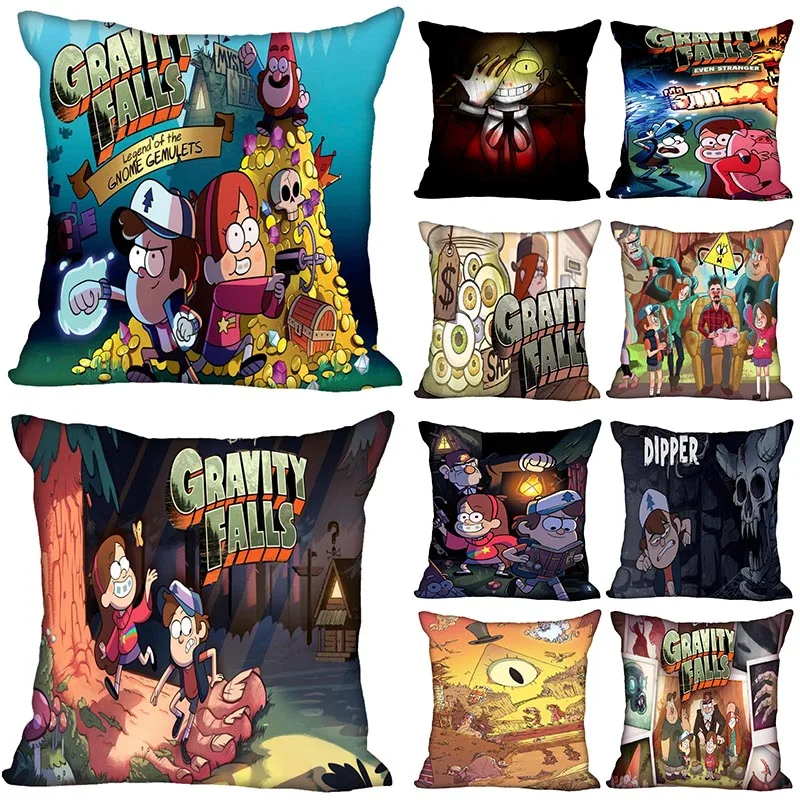 Gravity Falls Pillow Case Cartoon For Home Decorative Pillows Cover Invisible Zippered Throw PillowCases 40X40,45X45cm