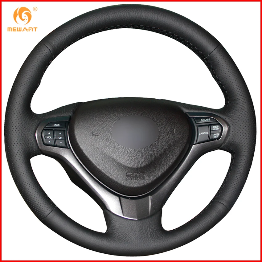 MEWANT Black Genuine Leather Car Steering Wheel Cover for Honda Spirior OId Accord Interior
