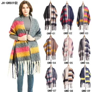 

2020 Winter Scarf For Women Luxury Brand Plaid Design Cashmere-like Warm Thick Long Scarves new taessel scarf 22