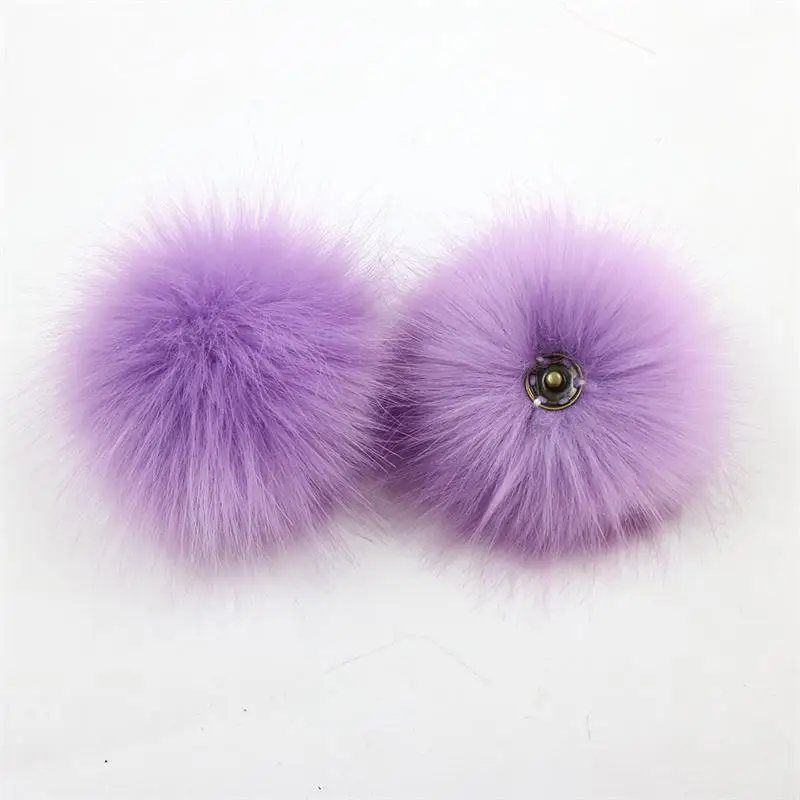 Purple 10, 12, 15 см, шапка из искусственного меха с помпонами,, аксессуары, разноцветный помпон из искусственного лисьего меха с пряжкой - Цвет: Purple