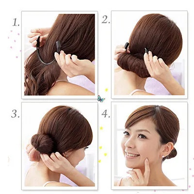 New Arrival 1 Pcs Hair Braiders Women Girls Black Hair Styler Buns Ponytail Maker Twist Ring Styling Tools Black 25cm