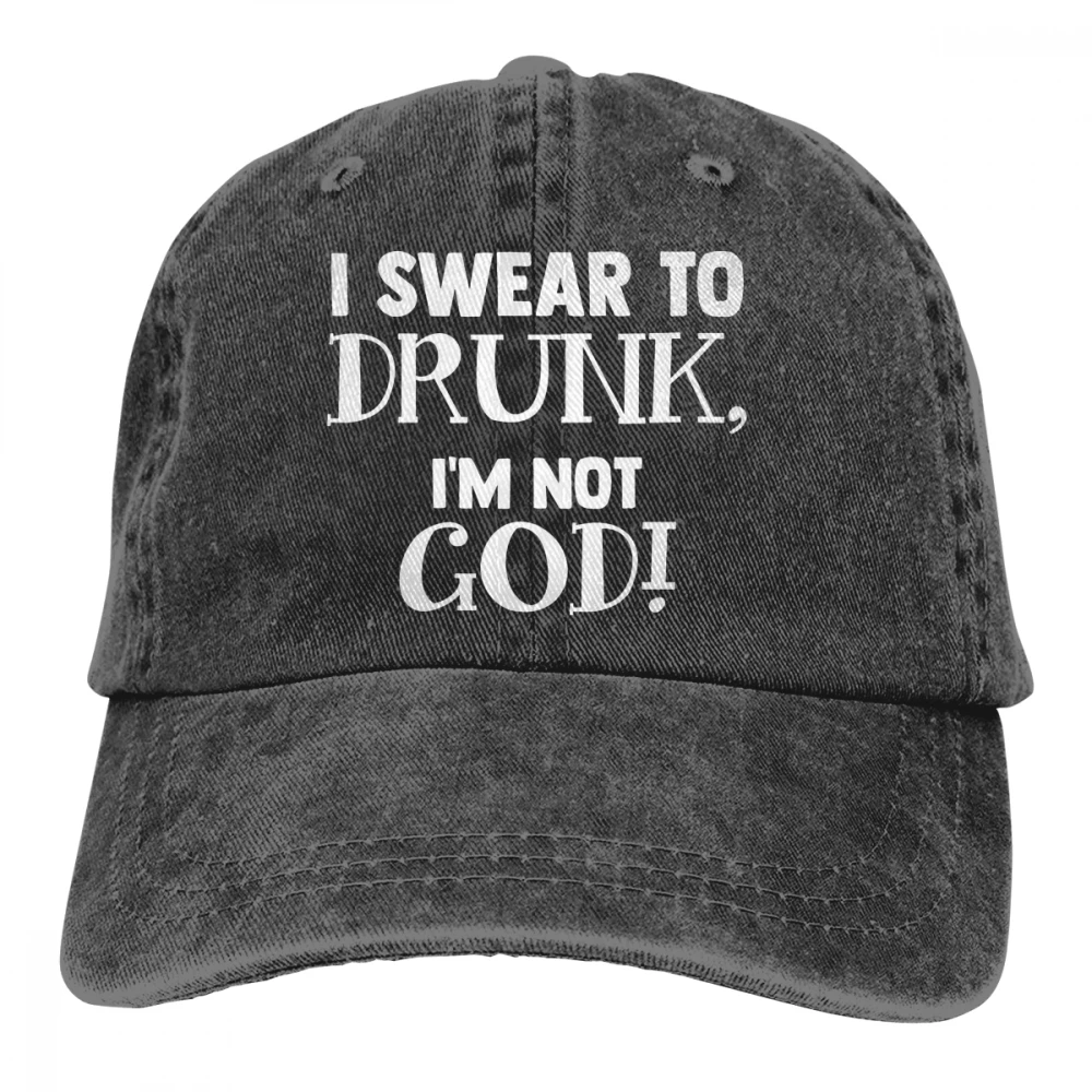 Я ругаюсь пьян я не бог Casquette черный унисекс Мужские Женские джинсовые бейсболка с ремешком кепки Регулируемый Гольф папа шляпа