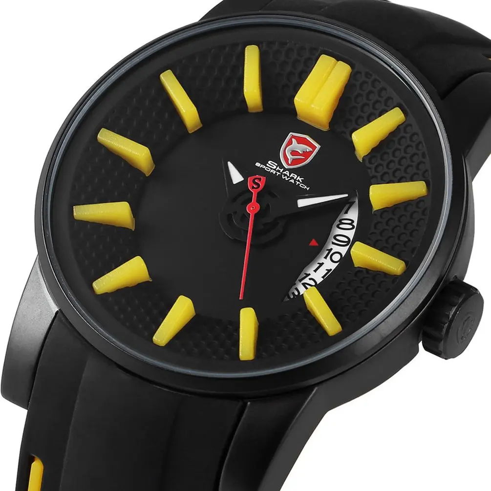 Серый риф акула спортивные часы черный 3D Специальный дизайнер лучший бренд класса люкс Дата силиконовый ремешок водонепроницаемые кварцевые мужские часы/SH477 - Цвет: Yellow SH479