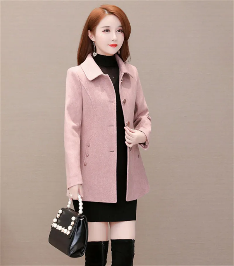 feminino casaco de lã coreano novo outono inverno moda fino curto casaco de lã feminino casual engrossar lã outerwear