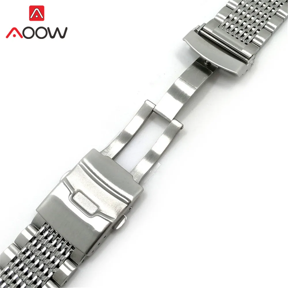 Ремешок из нержавеющей стали для наручных часов сменный металлический складной