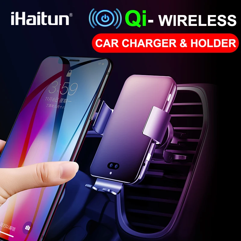 

iHaitun Travel Auto Fast Wireless Car Quick 10W Charge 4.0 Phone Charging Dock Station Power Smartphone Charger For Huawei Honor