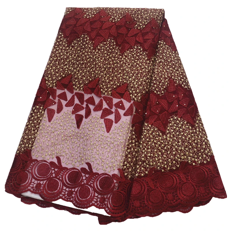 Новое прибытие вина африканская кружевная ткань Высококачественная кружевная французская сетчатая ткань заглаженная нигерийская швейцарская кружевная ткань для платья Горячая