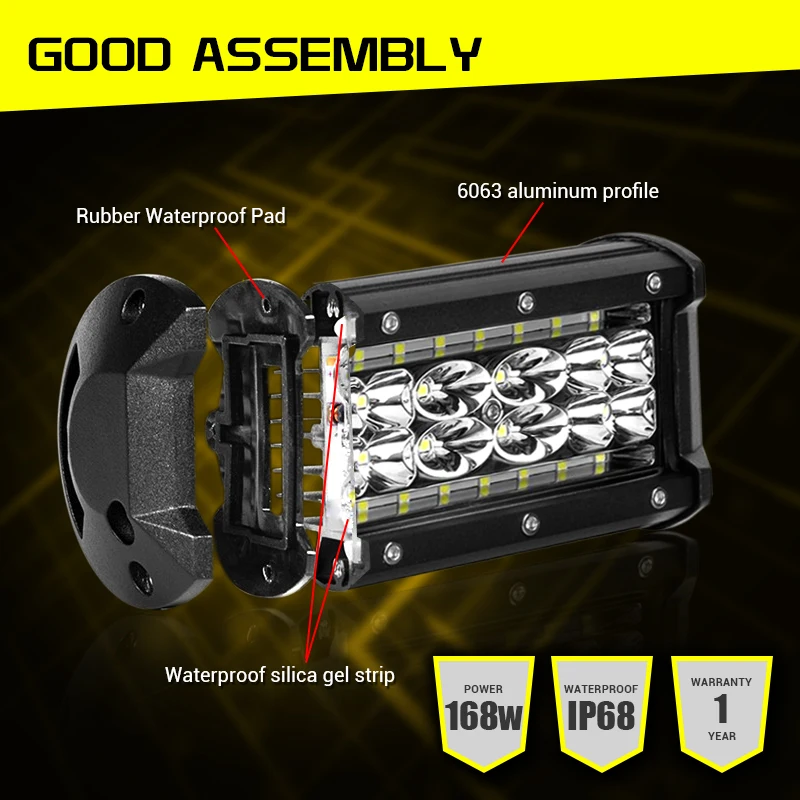 Рабочий свет 168 Вт бар пятно внедорожных светодиодных фар barre Led 4x4 дальнего света 5