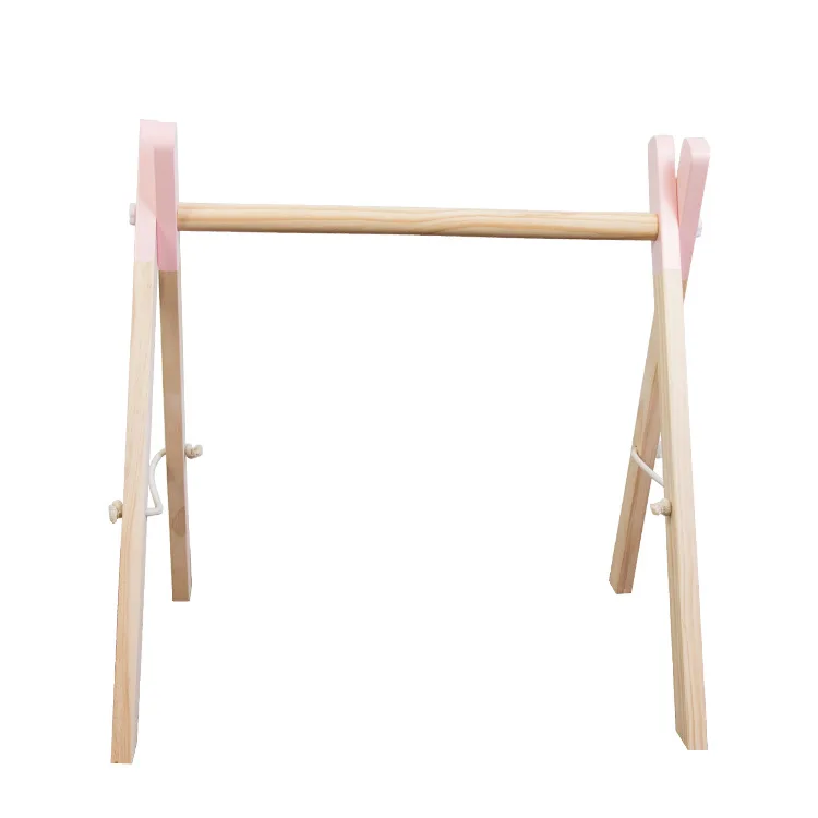 pink no beads Скандинавском стиле детские игрушки для занятий в тренажерном зале Деревянные игрушки для занятий в тренажерном зале деревянные бусины Игрушки для маленьких мальчиков и девочек скандинавские натуральные деревянные игрушки для занятий в тренажерном зале - Цвет: pink no beads