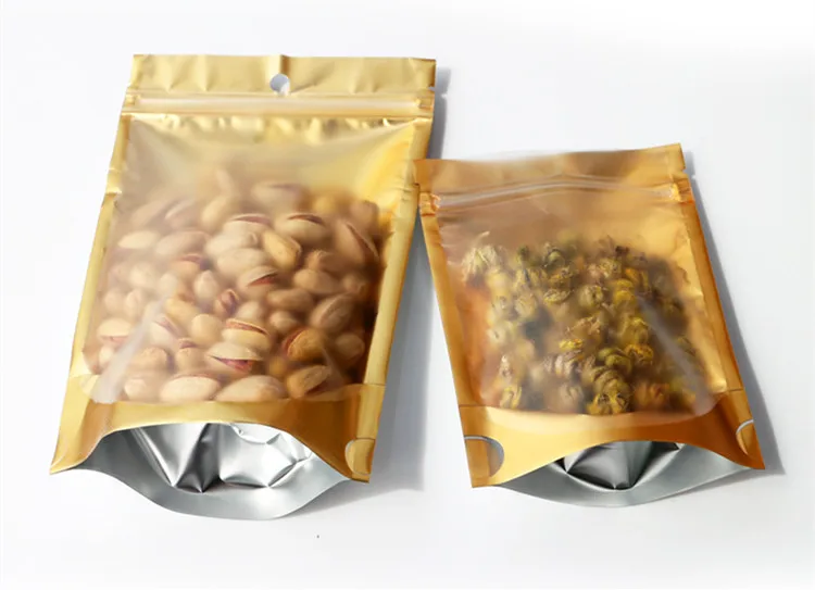 100 шт Матовая полупрозрачная фольга Ziplock упаковочная сумка стоьте вверх МАТОВАЯ Алюминиевая фольга сумка пластиковая термогерметичная сумка для хранения