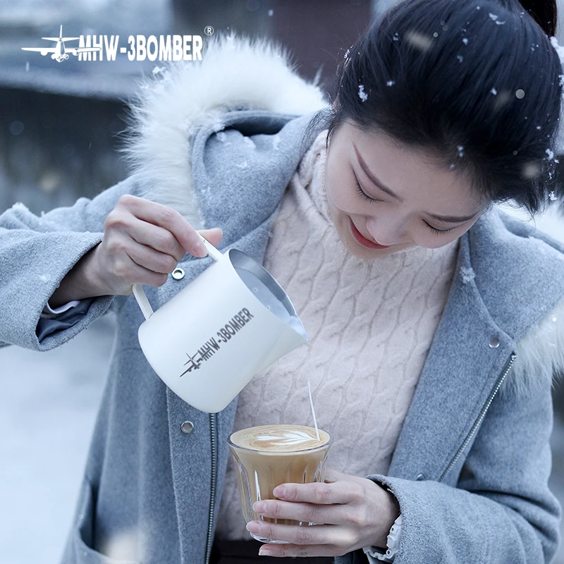

400 500 600 700ml Milk Jugs Milk Frother Pitcher Crocodile Spout Stainless Steel Barista Tools Coffee Accessories Pull Flower