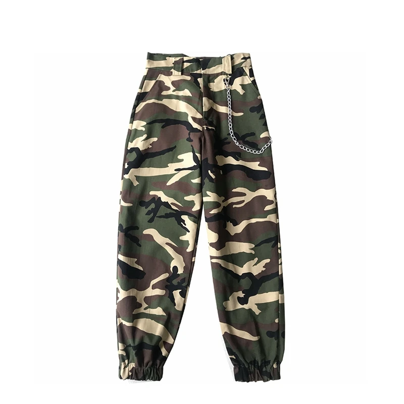 camouflage pants Эластичные камуфляжные брюки с высокой талией цвета хаки повседневные женские брюки-карго черные брюки женские брюки для бега винтажная уличная осень - Цвет: camouflage pants