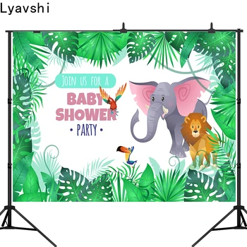 

Lyavshi Photography backdrops Jungle Safari Birthday Party Banner Children Custom Baby Shower photo Background Photocall Studio