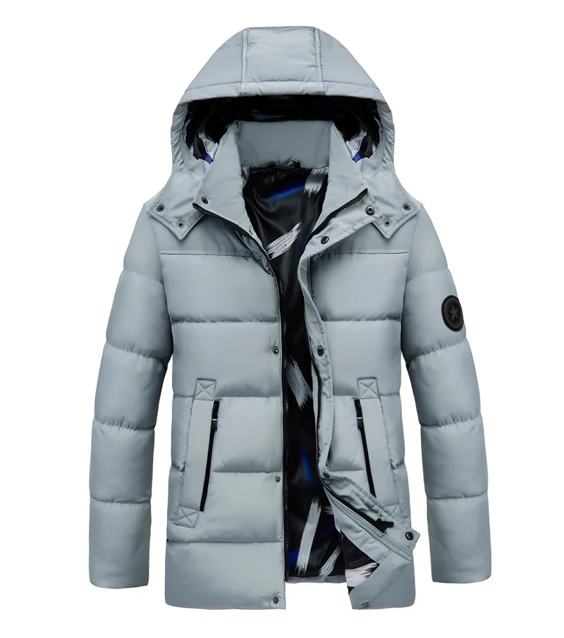 Light Gray MJARTORIA, зимняя куртка, Мужская, с капюшоном, пальто, повседневная, мужская куртка, теплое зимнее пальто, с подогревом, сзади, Абдо, Мужская интеллектуальная температура - Цвет: Light Gray