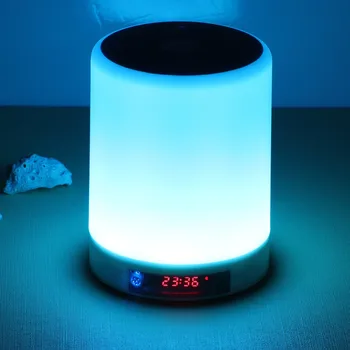 

Colorful Night Light Bluetooth Speaker Smart Alarm Clock Wireless Speakers For Home Gift