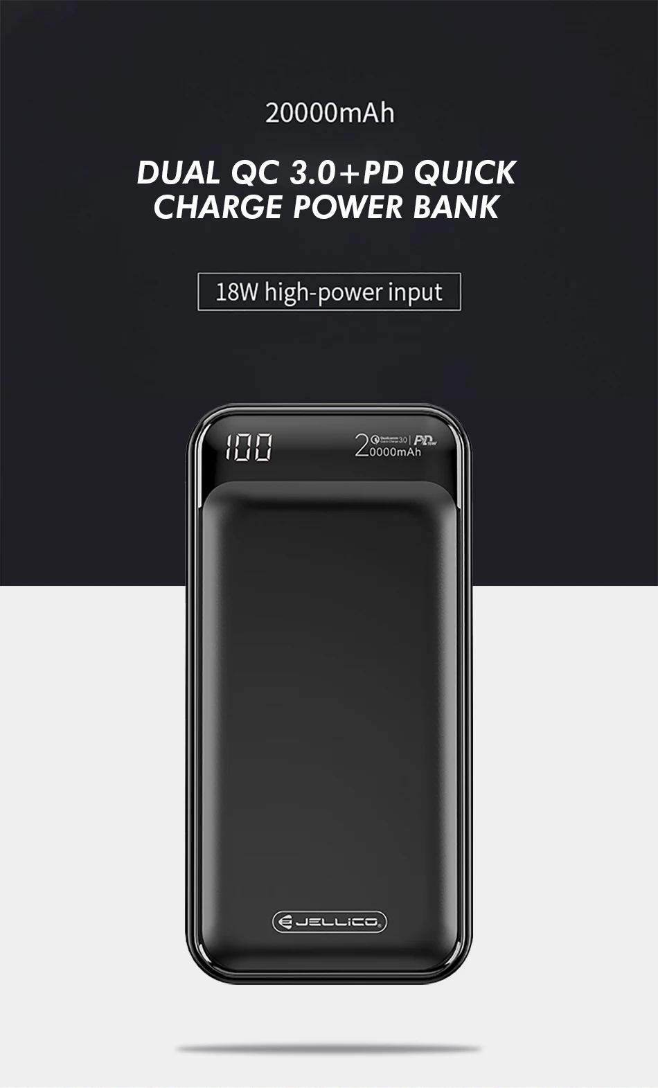 Jellico power Bank 20000 мАч usb type C PD быстрое зарядное устройство Быстрая зарядка QC3.0 power Bank портативный внешний аккумулятор для iPhone 11