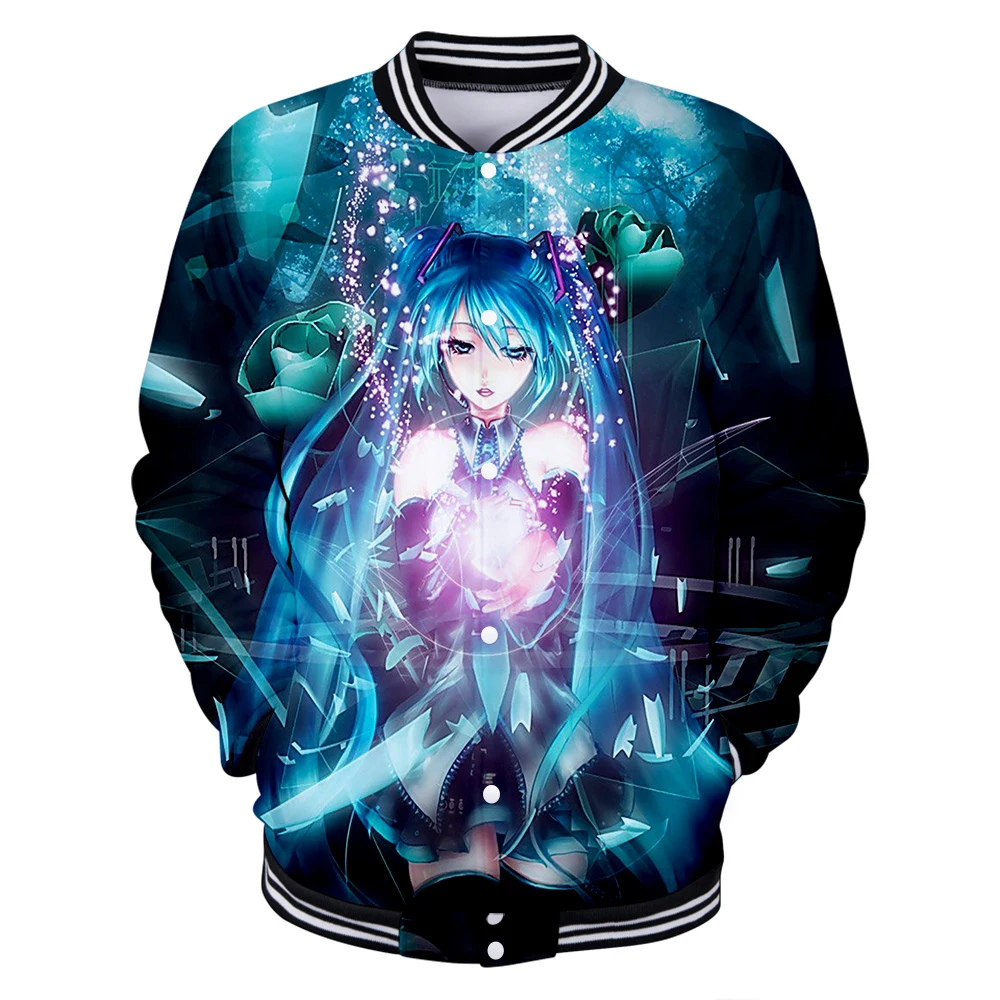 Бейсбольная форма Hatsune Miku, мужские весенние повседневные бейсбольные куртки Harajuku, большие размеры для мужчин, уличная одежда большого размера, осень