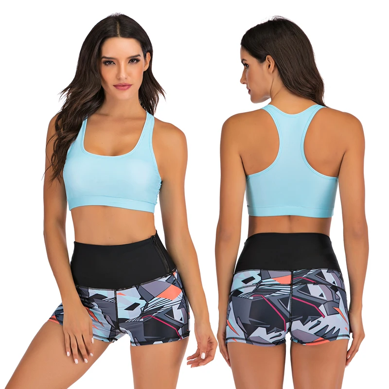Ladies split swimsuit Sports beach swimsuit Bikini set swimsuits woman two-piece swimsuit high waisted bikini swimsuit - Color: 7757