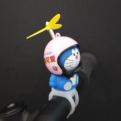 Bicycle Bell Cartoon Doraemon Silicone Bike handlebar can ring and bright 1 bike bell toy for electric bike/motorcycle/helmet - Цвет: Pink helmet