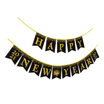 

1 Set Happy New Year Hanging Banner Funny Practical Party Layout Prop Pulling Flag for Party