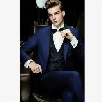 

New Men’s Suit Smolking Noivo Terno Slim Fit Easculino Evening Suits For Men Royal Blue Satin Formal Tuxedo Blazer