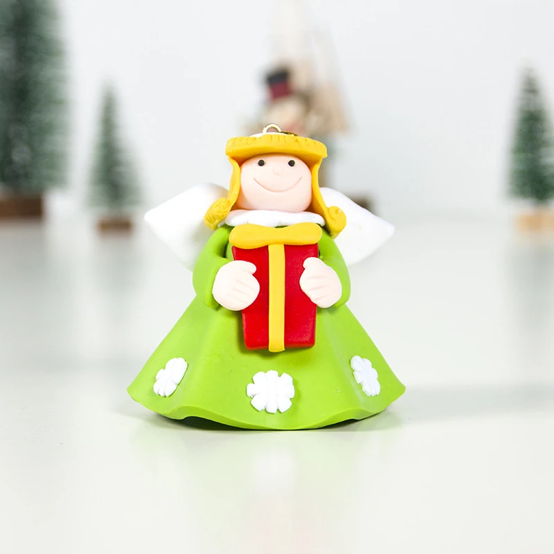 Angel-Green Милые куклы-Ангелы Мягкая Керамика подвесная Елочная игрушка украшения для дома Рождественская елка украшения новогодние подарки для девочек - Цвет: Angel-Green