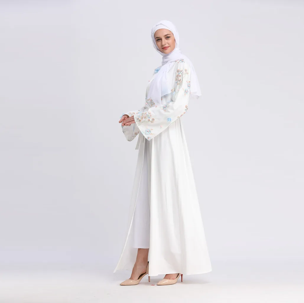 Женское ажурное embroi длинное обтягивающее платье открытый кардиган «абайя» мусульманское дубайское платье