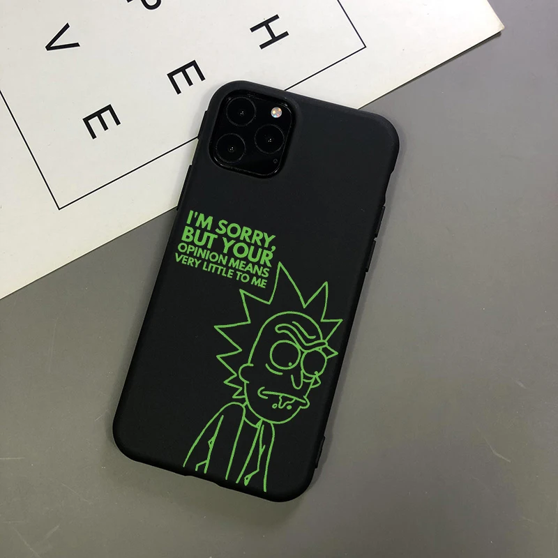 Рик и Морти черный ТПУ Мягкий силиконовый чехол для телефона для iPhone X XR XS Max 8 8Plus 7 7Plus 6s 6Plus 5 SE 11 11Pro 11ProMax чехол - Цвет: TPU