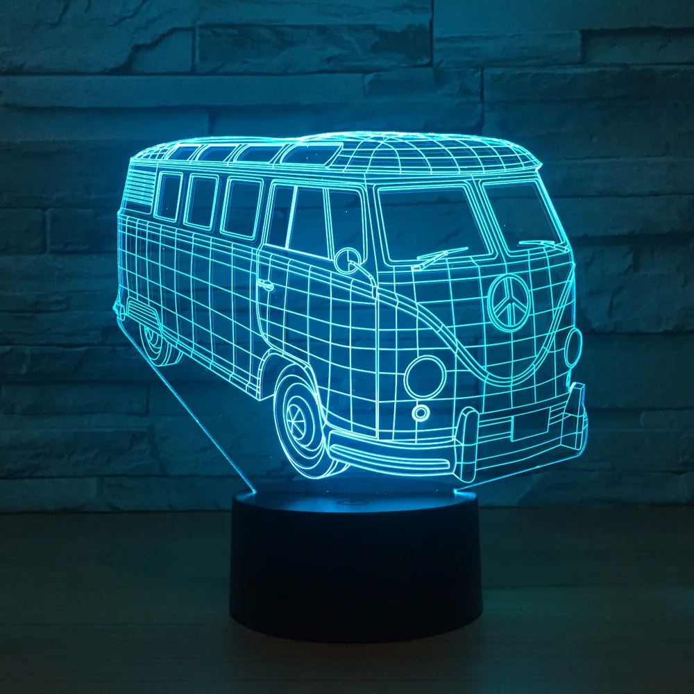 

Country Bus 3d Lamp 7 Color Change Remote Switch Small Night Light Colored Lights Atmosphere Lamp Bedroom Light For Gift