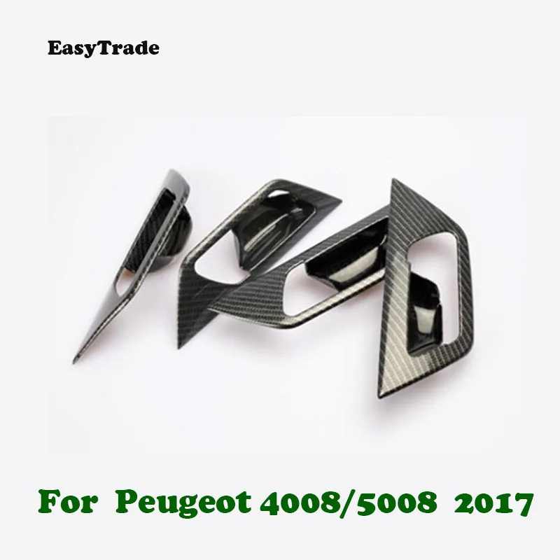 4 шт./компл. для peugeot 4008 5008 аксессуары Автомобильный интерьер дверные ручки Чаша Крышка отделка углеродного волокна автомобильный аксессуар наклейка