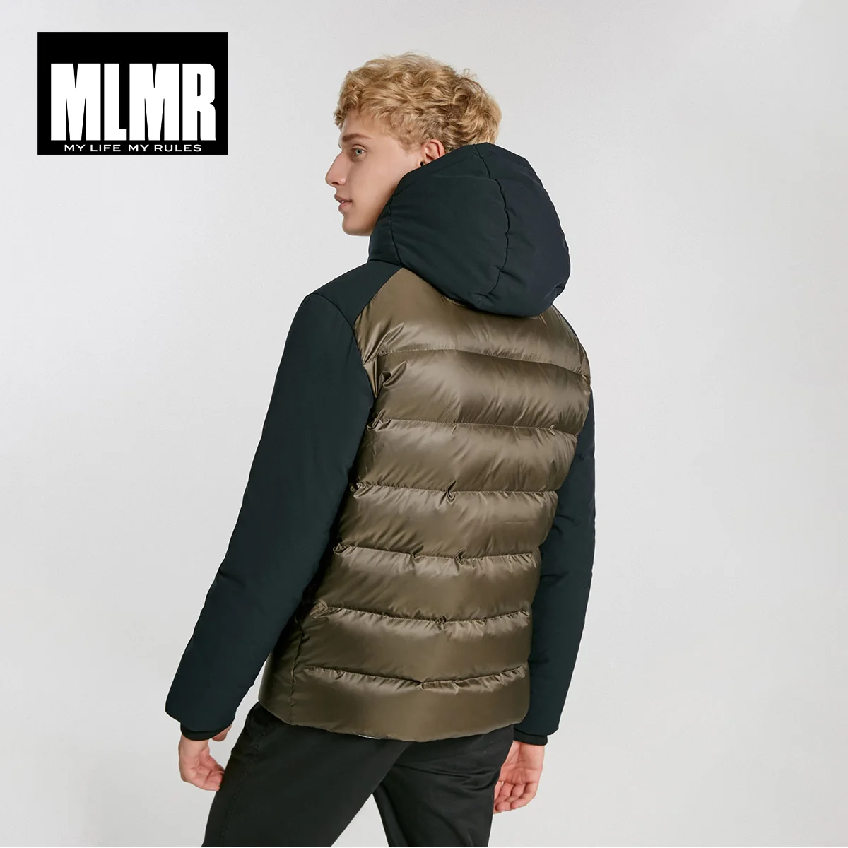MLMR зимняя мужская стеганая цветная куртка с капюшоном и стоячим воротником | 218312539