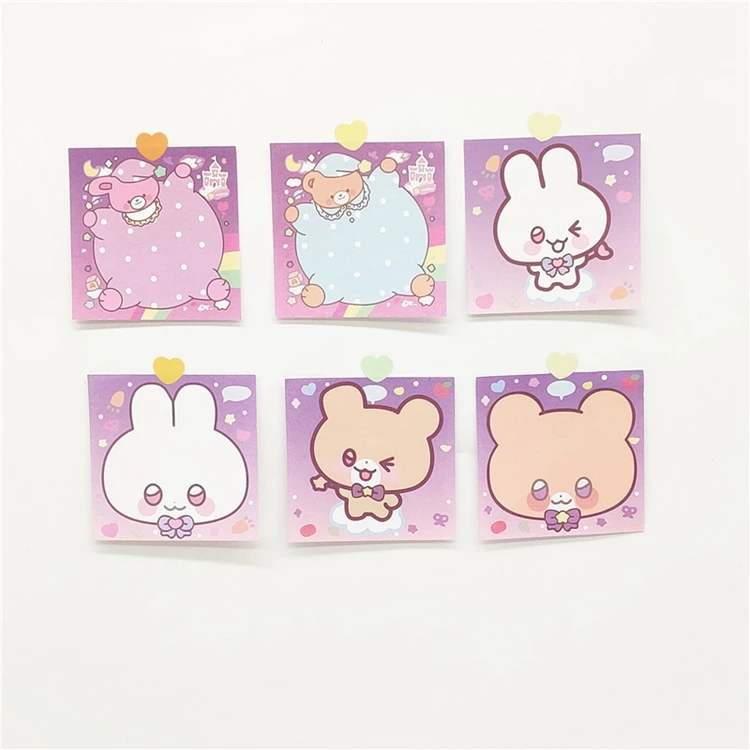 60 Sheets Kawaii Rabbit Bear Series Memo Pad Paper Sticky Notes Cute Notepad Escolar Japanese Stationery School Supply Kids Gift