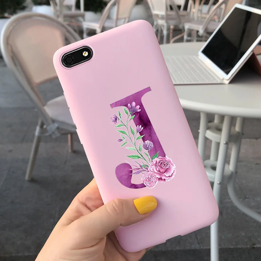 Chic Alphabet Flower Silicone Phone Case - Soft Touch Black Pink Matte TPU Cover