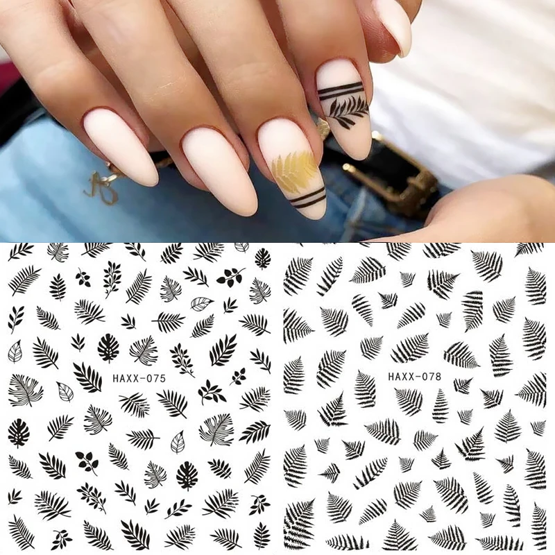 28 узоров кленовый лист золото серебро 3D наклейки для ногтей цветок переводные DIY