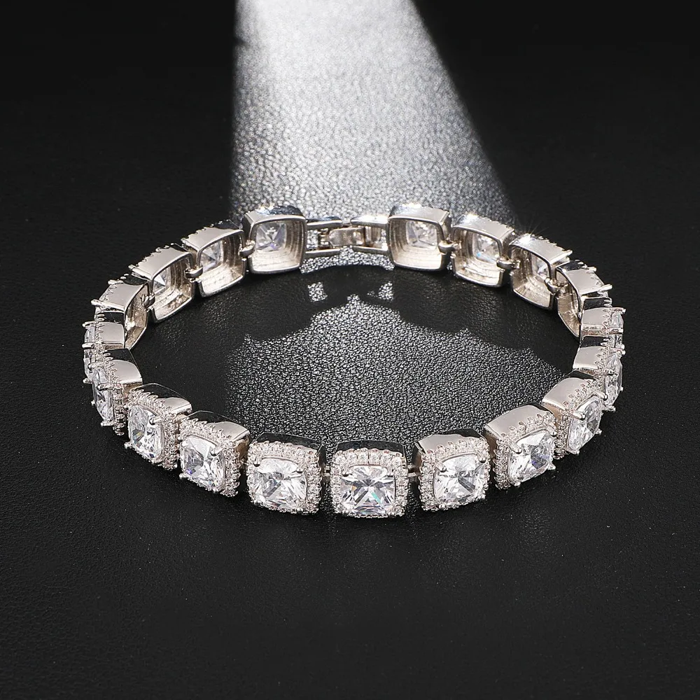 Мужской хип-хоп Iced out Bling браслет Высокое качество AAA квадратный Циркон мужской хип-хоп цепочка браслеты модные ювелирные изделия Прямая поставка