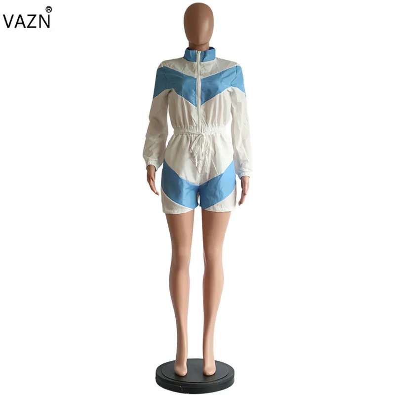 VAZN YM8047 новые модные женские костюмы с принтом, на молнии, уличные, повседневные, Camel, длинный рукав, эластичный спортивный костюм, комбинезон