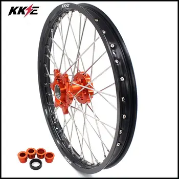 

KKE 1.6*21 Spoked Front Wheel Rim for KTM SX SX-F XC XC-W EXC EXC-F EXC-W 125-530 2003-2020 Orange Hub Black Rim