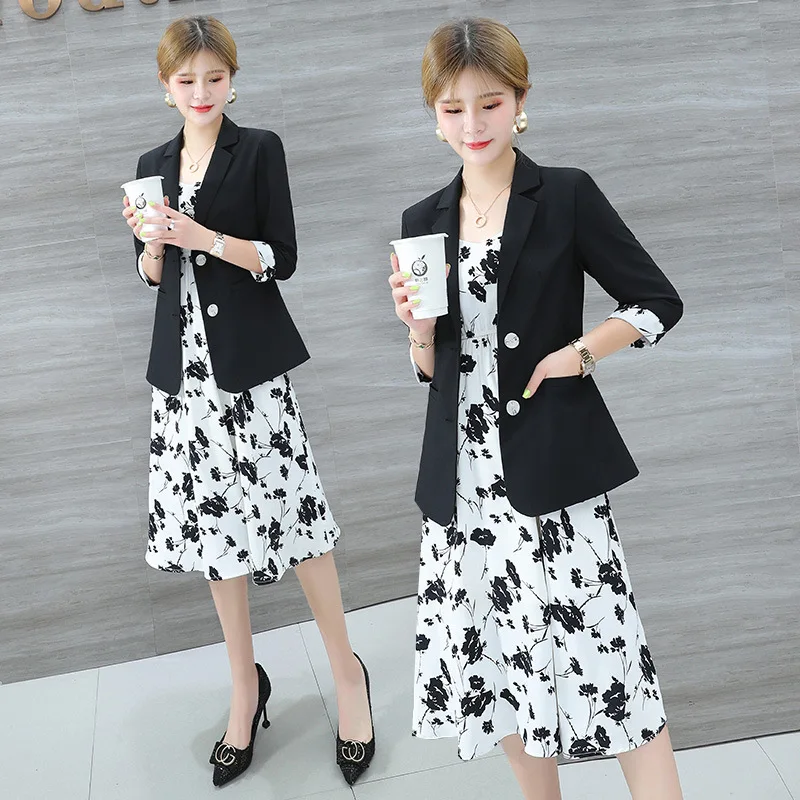 

2019 New Style Autumn Spring And Autumn Early Autumn Early Autumn Elegant Strapped Dress Small Suit-Style Two-Piece Set Women's