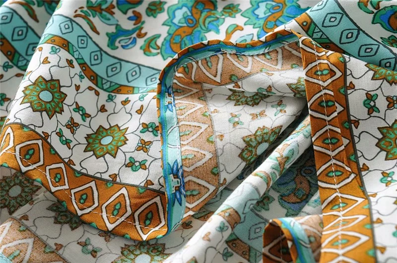 Женское винтажное платье в стиле бохо зеленое макси из искусственного хлопка с