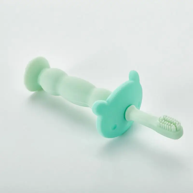 Baby Cartoon Bear Toothbrush Infant Brushing Teeth Training Safety Cover Design Soft Healthy Silicone Toddler Oral Care