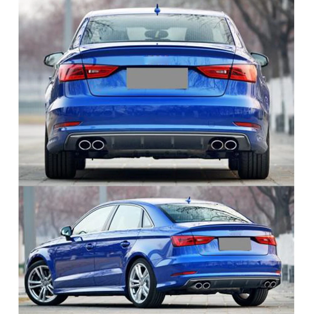 PP Автомобильный задний бампер диффузор губы с Глушитель для Audi S3 Sline седан 4 двери не A3 RS3