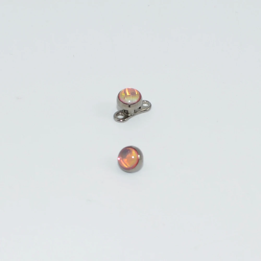 CHUANCI 1Pc Titanium With Flash Film Bling Top Dermal Anchor Skin Diver Implants Internal Thread Body Piercing Jewelry - Metal color: Pink