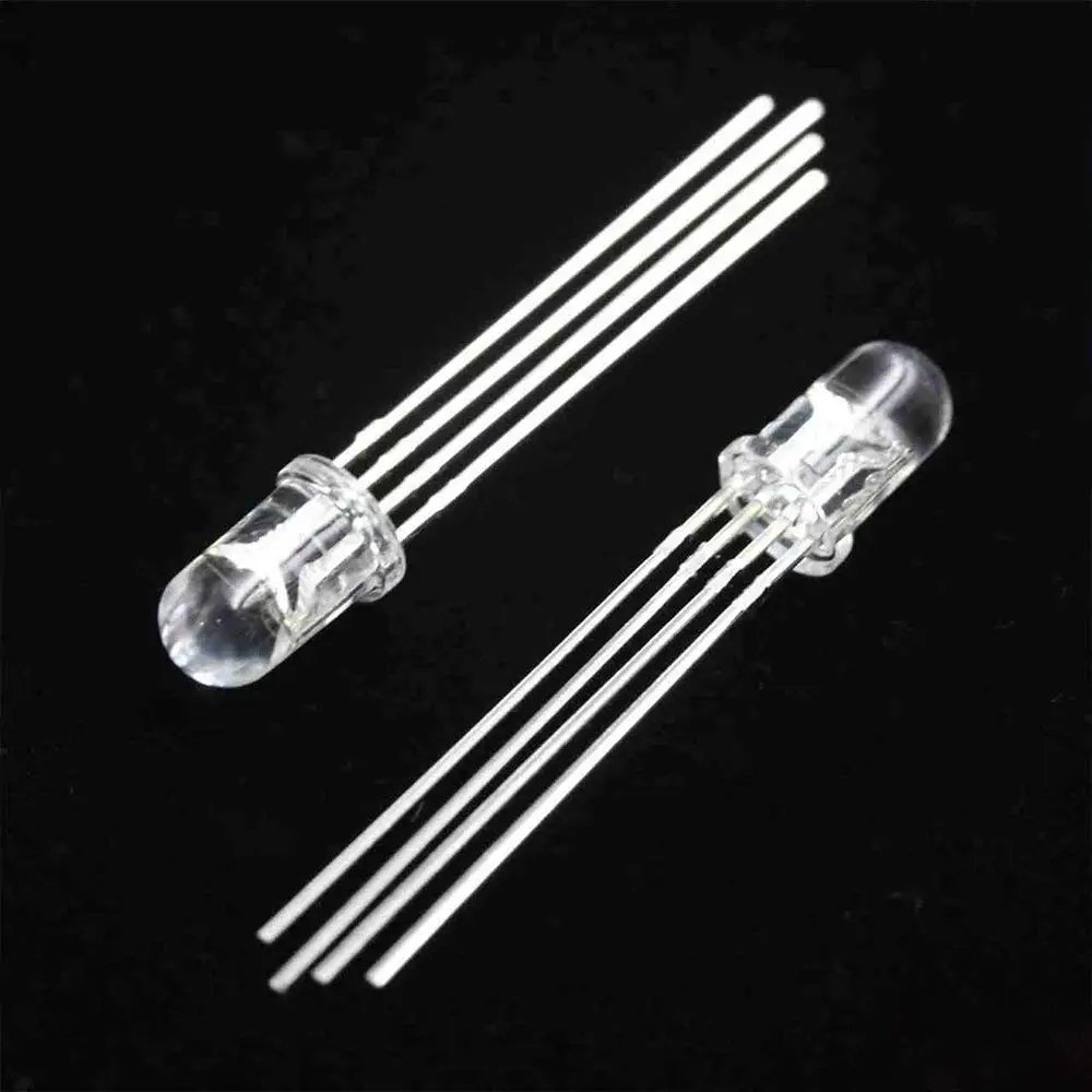 Диаметр 5 мм светодиодный бисер прозрачный цветной свет общий анод 4pin через отверстие, 5000 шт./партия