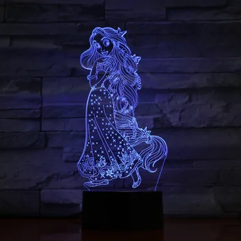 

7 Color Changing 3D LED Nightlight Mood Visual RGB Table Night Light Gift Long Hair Beauty Girl App Control Child Event Prize